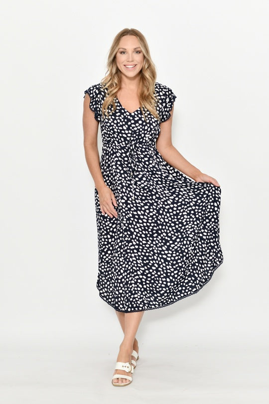 Navy Dot Tie Dress