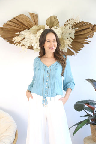 Blue Boho Blouse