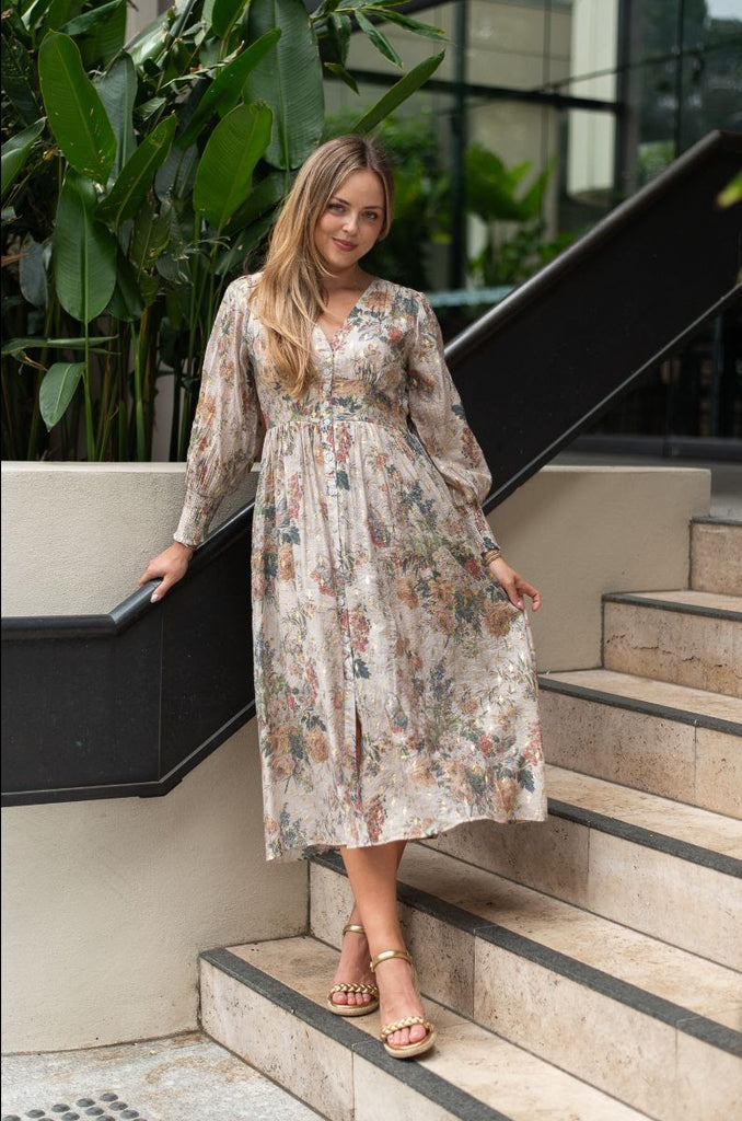 Floral Button Midi