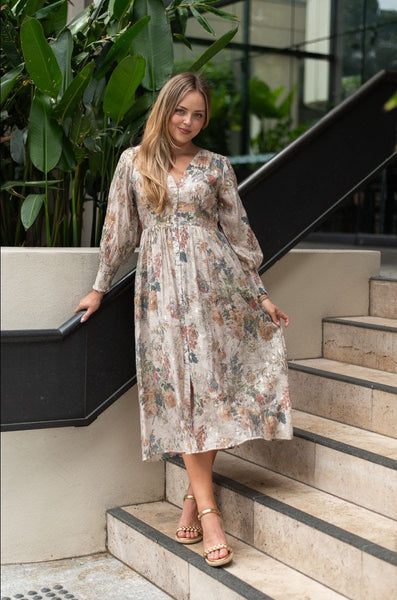 Floral Button Midi