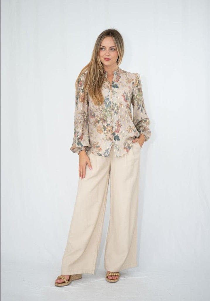 Floral Gold Button Blouse