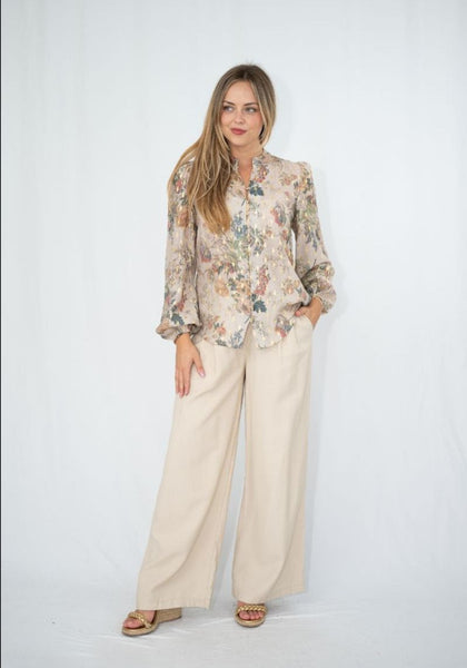 Floral Gold Button Blouse