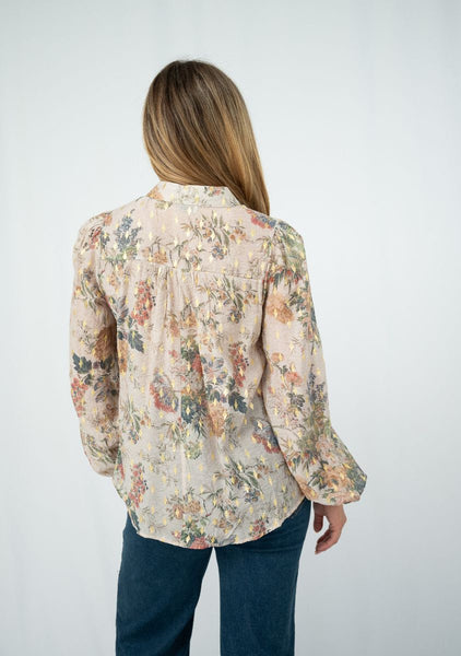 Floral Gold Button Blouse