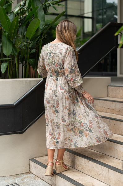 Floral Button Midi